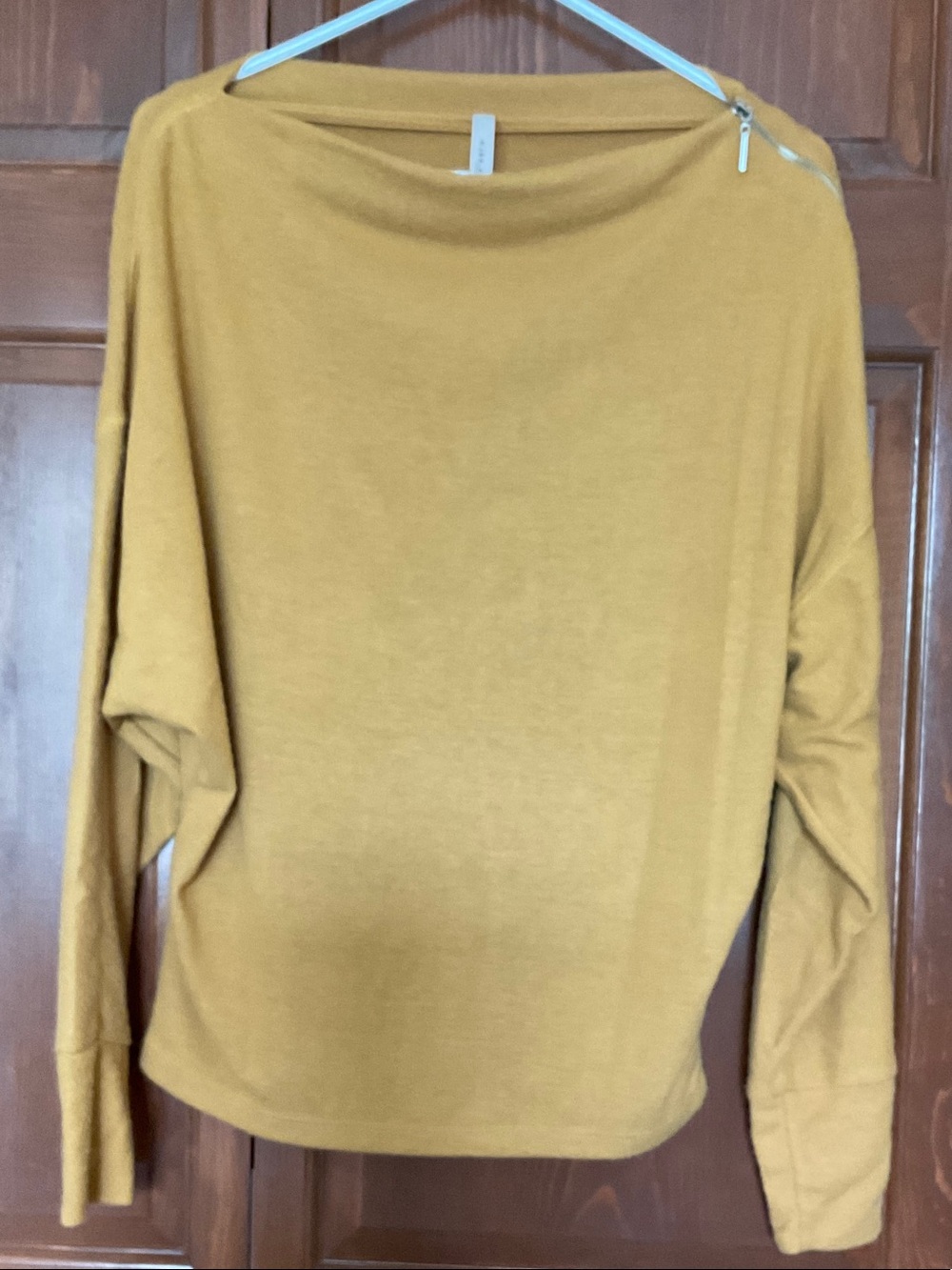 Gilli Mustard Yellow Zip-Shoulder Boatneck Sweater Size Small